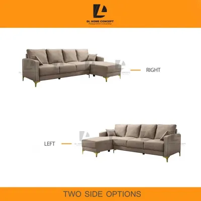 DL Home Concept 4 Seater L Shape Sofa Set Free Two Small Pillow (Pet Friendly) (Anti Strach)