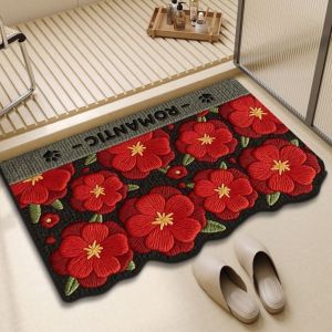 NALANILI 4060cm Retro Floral Print Floor Mat Roses/Sunflowers Soft Bathroom Carpet Creativity Non-slip Bedroom Door Small Rug Living Room Tea