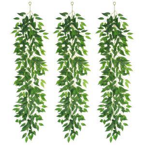 CRUSHES Green Artificial Leaves Vine 100cm/200cm Silk Material Green Leaves Garland Realistic Decorative Garland Simulated Willow Vine Home Decoration