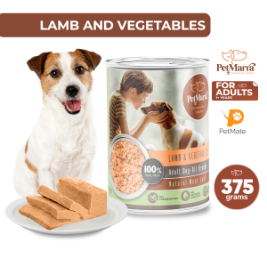 PetMarra Natural Meat Loaf Adult Dog Wet Food Can Lamb and Vegetables Flavor 375g - PetMate