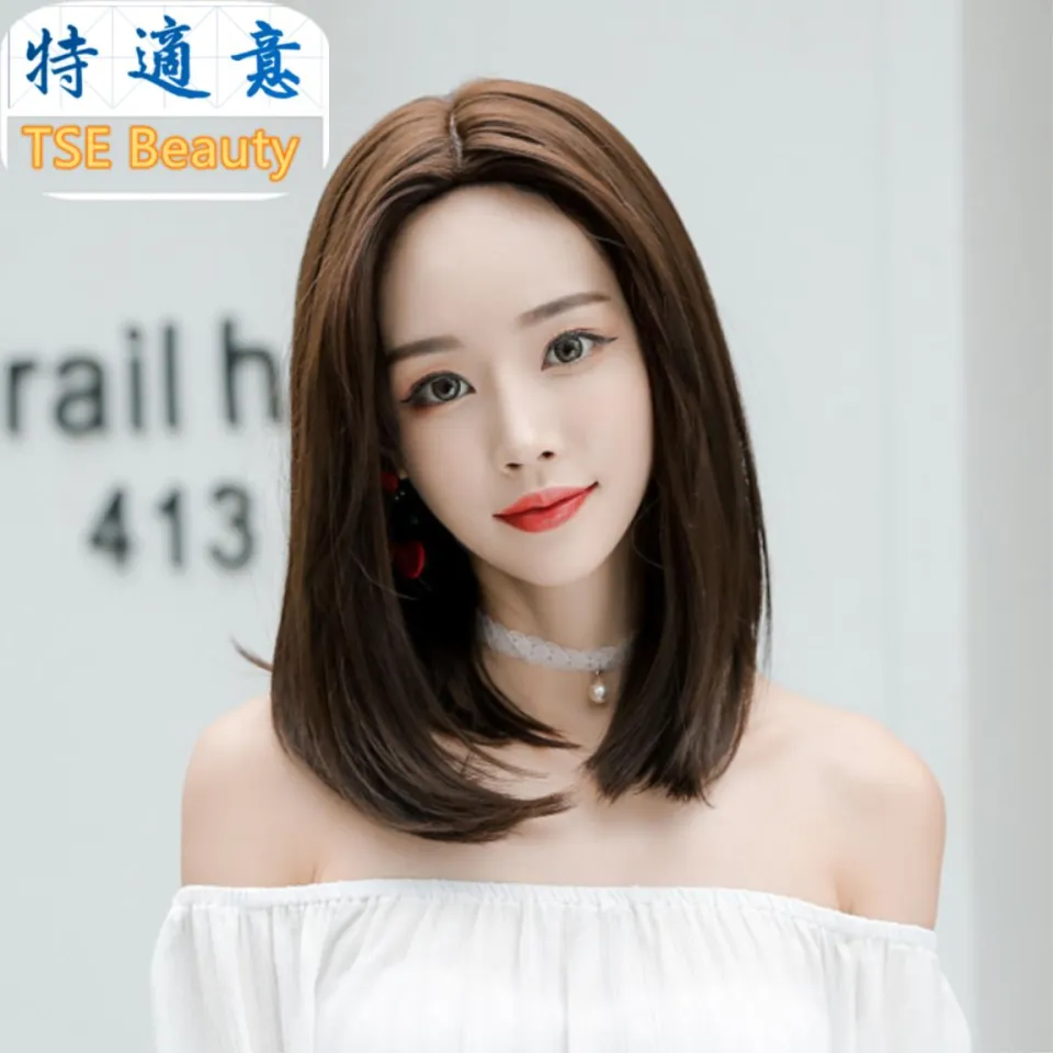 TSE Women Wig Middle Length 45cm Long Straight Hair Wigs Fashion