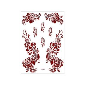 OOC Red Mehndi Stickers Henna Tattoo Stickers Lace Fake Tattoo Legs Arm Temporary Tattoo Fashion India Flower Red Henna Tattoo Decals Women/Lady