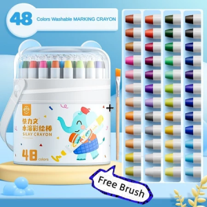 48 Colour Kids Crayon Washable Non Toxic Safe Childrens paintbrush Silky Crayon Set Colouring Oil Paint Stick Pastel Drawing Art Krayon Gift 蜡笔/油画棒
