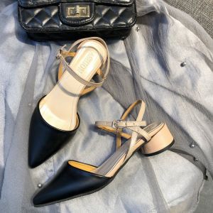 2024 Summer Sandals Women Low Heel Pointed Toe Chunky Sandals