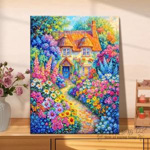 High Quality Full Stitch Embroidery Diamond Painting Floral Cottage Healing Scene Kit for Home Decor Craft Gift