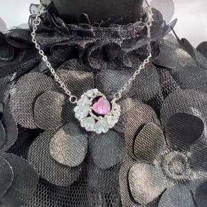 Heart Moon Fantasy Necklace is a hit item S925 Pure silver Qixi Festival luxury gift collarbone heart pendant with pink diamond chain niche style