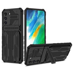 Luxury Armor Bumper Hard Back Cover for Samsung Galaxy S20 FE S21 Plus S22 Ultra 5G S21+ S22+ Case Multifunction Shockproof Stand Holder Card Pocket Bag Men Women Phone Protection Housing Cases
