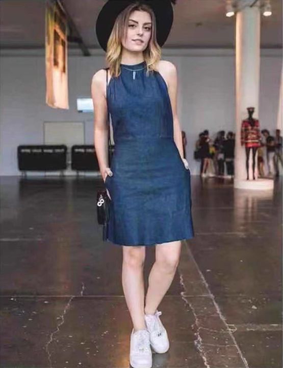 M#8099 Summer Simple Style Sleeveless Denim Dress Mini Dress