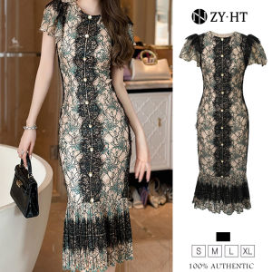 ZY.HT EraVogue Váy nữ Váy xanh lá cây Váy ren Váy công sở Váy cao cấp Váy cưới Váy gợi cảm Váy Pháp 10731