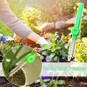 YRUQYS Solid Stainless Steel Gardening Tweezers Multifunctional Stainless Steel Succulent Transplant Clip Succulent Lovers Moderate Length Handle Gardening Forceps Home Balcony