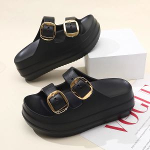 [Free Shipping] Thick-soled womens slippers EVA soft-soled one-strap design thick-soled waterproof durable and casual womens shoes.