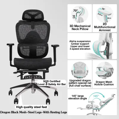 High-end ergonomic chair with lumbar support durable comfortable and reclining