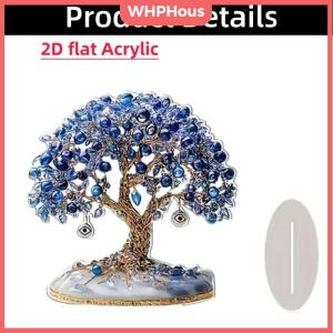 WHPHous 2D Evil Eye Tree Flat Acrylic Standing Tabletop Decor Arabic Architecture Camel Statue Figurine For Home Office Desk Ornament