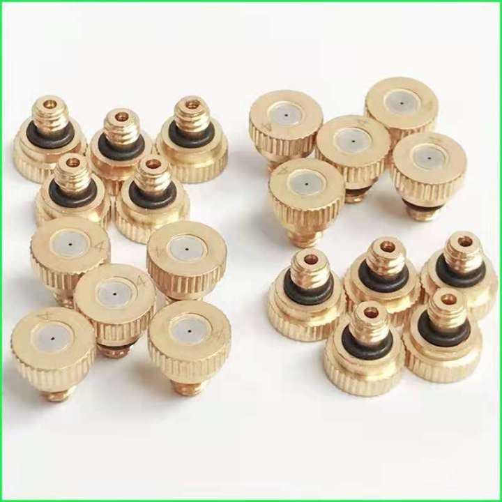 หัวพ่นหมอกทองเหลืองกระดุม รู 0.1-0.5 มม. 10 ชิ้น