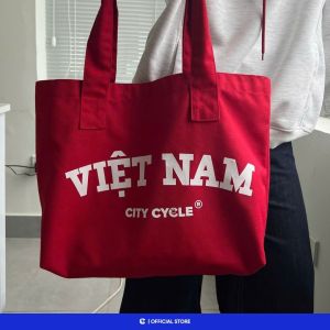 Túi vải canvas yêu nước có cúc bấm Local Brand Chính Hãng City Cycle Túi tote Việt Nam