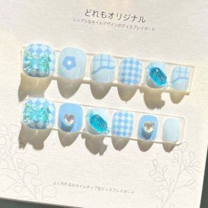 PTK52 Thỏ Móng tay giả cho trẻ em Hoa Gấu Móng tay giả hoạt hình cho trẻ em Dễ thương Hình vuông ngắn Phụ kiện móng tay hoạt hình Đồ chơi trẻ em