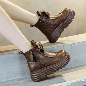 【真软皮加绒马丁短靴】Fashion fall and winter soft pull down boots tide boots thick bottom real soft leather Martin boots