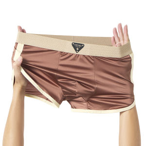 กางเกงในชายแบบผ้าเย็นสำหรับฤดูทั้งปี สำหรับผู้ชายวัยรุ่น คอสะดวกสบาย ขอบเอวขยาย สี่เหลี่ยม