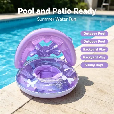 Baby Kids Swimming Floaters Inflatable Seat Ring With Awning Swimming Ring For Baby Yacht Kids