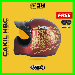 Helm Cakil HBC Rust Dust Maroon Doff + FREE GOGGLE | Helm Retro | Full Face | Jual Helm