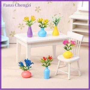 Fanzi บ้านตุ๊กตา1 12แจกันดอกไม้กระถางโมเดลต้นไม้บ้านตุ๊กตาของตกแต่งบ้านของเล่นภูมิทัศน์ขนาดเล็ก