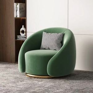 [Cozy ]Odi Light Luxury Arc Rotating Sofa Chair Modern Simple Living Room Balcony  Leisure Chair Single Fabric Chair