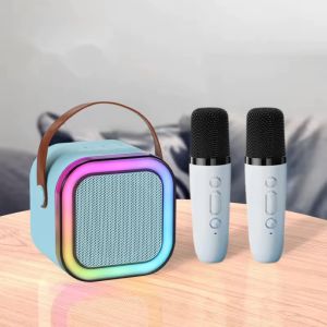 ใหม่ K12ลำโพงบลูทูธ ไมโครโฟน RGB มินิ แบบพกพา ลำโพงคาราโอเกะไร้สายกลางแจ้งขนาดเล็ก USB TF AUX Blutooth Speaker