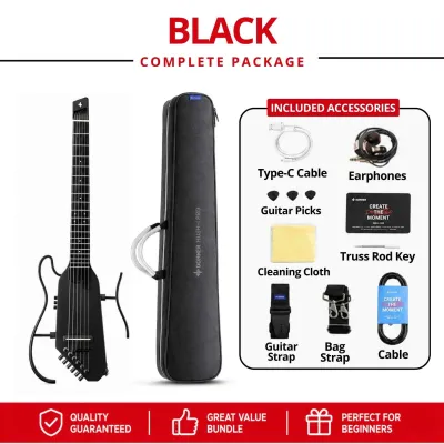 Donner HUSH-C Silent Classical Nylon Travel Guitar Acoustic Electric with Pickup Set Original Set