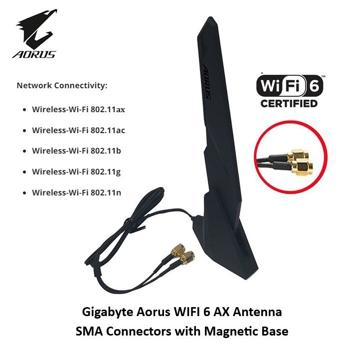thumbnail interactive-video image 1 of GIGABYTE WiFi7 / WiFi6E EZ-Plug Antenna – Dual-Band 2.4G/5G For B860, Z890, X870, B550 Motherboards 1 of 6