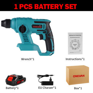 ONEVAN 3600RPM 8600IMP Rechargeable Electric Hammer Cordless Multifunction Hammer Impact Drill Power Tool For Makita 18V Battery