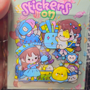 Magical Cute Girl Stickers - PVC Transparent Stickers Pack of 5 - Unique Designs No Duplicate in 1 pack Super Sticky Water Proof