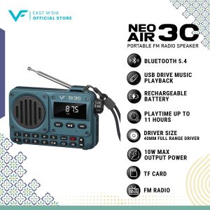 Vinnfier VF Neo Air 3C Portable FM Radio Bluetooth Speaker & FM Radio | Multi-Playback Type-C Charging