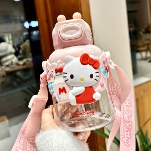 【SG Seller🇸🇬】Sanrio 3D Water Bottles with Straw Kuromi Melody Hello Kitty 700ml Tritan Leakproof