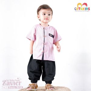 Zavier - Set Koko Bayi Laki laki Usia 3 bulan sampai 6 tahun Free Peci Rajut Stelan Baju Muslim Koko Anak Laki ori by CuteKids bisa bayar ditempat