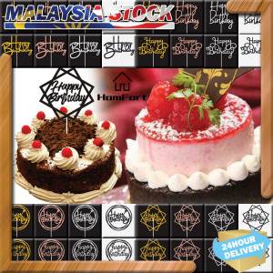Glitter Happy Birthday Cake Topper Black Silver Pink Gold Bling Sparkle Decoration Sign Dessert Decor