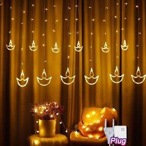 🔥5M 3Color 11 Modes Deepavali Diwali LED Curtain String Light Fairy Lights Indoor Outdoor Festival Home Decoration