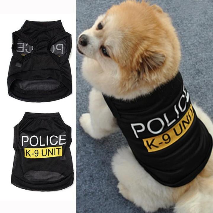 Police Suit Cosplay Dog Clothes Black Elastic Vest Puppy T-Shirt