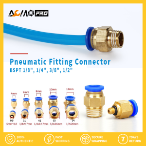AumoPro 1Pc Pneumatic Fitting Connector Bspt 1/8" 1/4" 3/8" 1/2" Brass & Plastic 6mm Pneumatic Components Push-in Connector Fittings Male Thread Quick Connector 4mm 6mm M5 8mm 10mm 12mm Male Thread Tube Hose Inner Straight Push