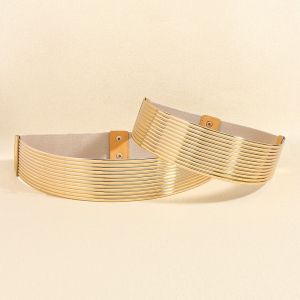 LUMIYA Đàn hồi Thắt lưng Vàng Sáng Thắt lưng bó sát Thời trang Rộng Thắt lưng váy Dành cho Nữ