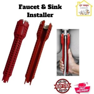 Faucet Sink Wrench Multifunction Sink Faucet Key Plumbing Pipe Wrench Anti-Slip Kitchen Repaire Sink Installer Multifunctional Wrench tool wrench for kitchen bathroom Repair/alat pembaikan bilik mandi dapur 水龙头水槽安装器/厨房浴室维修用扳手