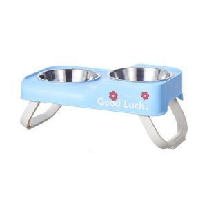 HEALMEYOU Foldable Stand Cat Double Feeder Non-Slip Base Neck Protection Pet Detachable Bowl  Washable Cat Feeding Bowl Pet Feeding