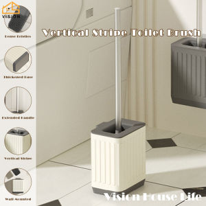 Tầm nhìn gắn tường bàn chải bồn cầu với đáy thép không gỉ phòng tắm Silicone bàn chải làm sạch với giá hộ gia đình Silicone tay cầm dài Bàn chải tóc lau chùi nhà vệ sinh bộ