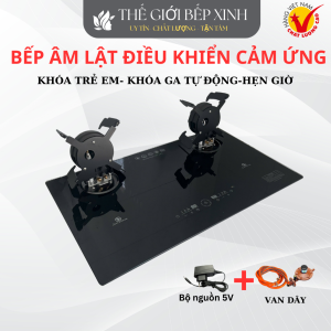 Bếp ga lật điều khiển cảm ứng-khóa trẻ em-hẹn giờ tắt bếp- khóa ga tự động