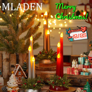 【Xmas】 เทียน LED คริสต์มาส คุณภาพสูง สะบัดไฟเหมือนจริง ไร้ควัน ปลอดภัย พร้อมแบตเตอรี่ ในชุด