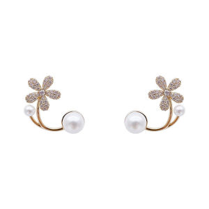 【Free Shipping】Khuyên Tai Hoa Giả Ngọc Trai Sang Trọng Nhẹ Phong Cách Hàn Quốc Mới 2022 Cho Nữ Trang Sức Thanh Lịch Pha Lê Thời Trang Quà Tặng Tiệc Tùng