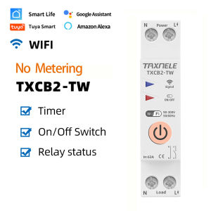 Tuya WiFi Smart Circuit Breaker MCB 1P+N 63A Timer Power Energy kWh Voltage Current Meter Protector Voice Remote Control Switch