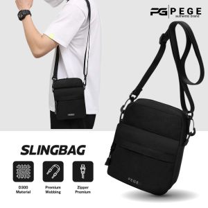Tas Sling Bag Polos Hitam PEGE Aidan Slempang Casual Simpel Cocok Untuk Sehari-hari - PG 9108