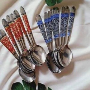 KlikAja88 sendok makan stanless steel alat makan sendok nasi batik 1lusin 12pcs