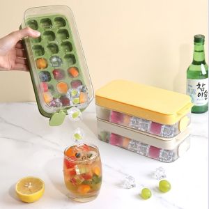 FGHAFGGR ซิลิโคนทำจากซิลิโคน แม่พิมพ์ทำน้ำแข็งแบบกด ใช้ซ้ำได้ 21กริด กล่องเก็บน้ำแข็ง มัลติฟังก์ชั่นการใช้งาน สร้างสรรค์และสร้างสรรค์ เครื่องทำน้ำแข็ง เครื่องมือในครัว