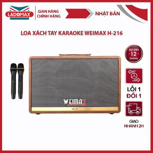 Loa Karaoke xách tay WEIMAX H-216 | Công suất 1000W Bluetooth 5.0 2 Bass 16cm Pin 6h Thiết kế 9 đường tiếng chống hú và chống nhiễu kèm 2 micro không dây chính hãng - Bảo hành 12 tháng